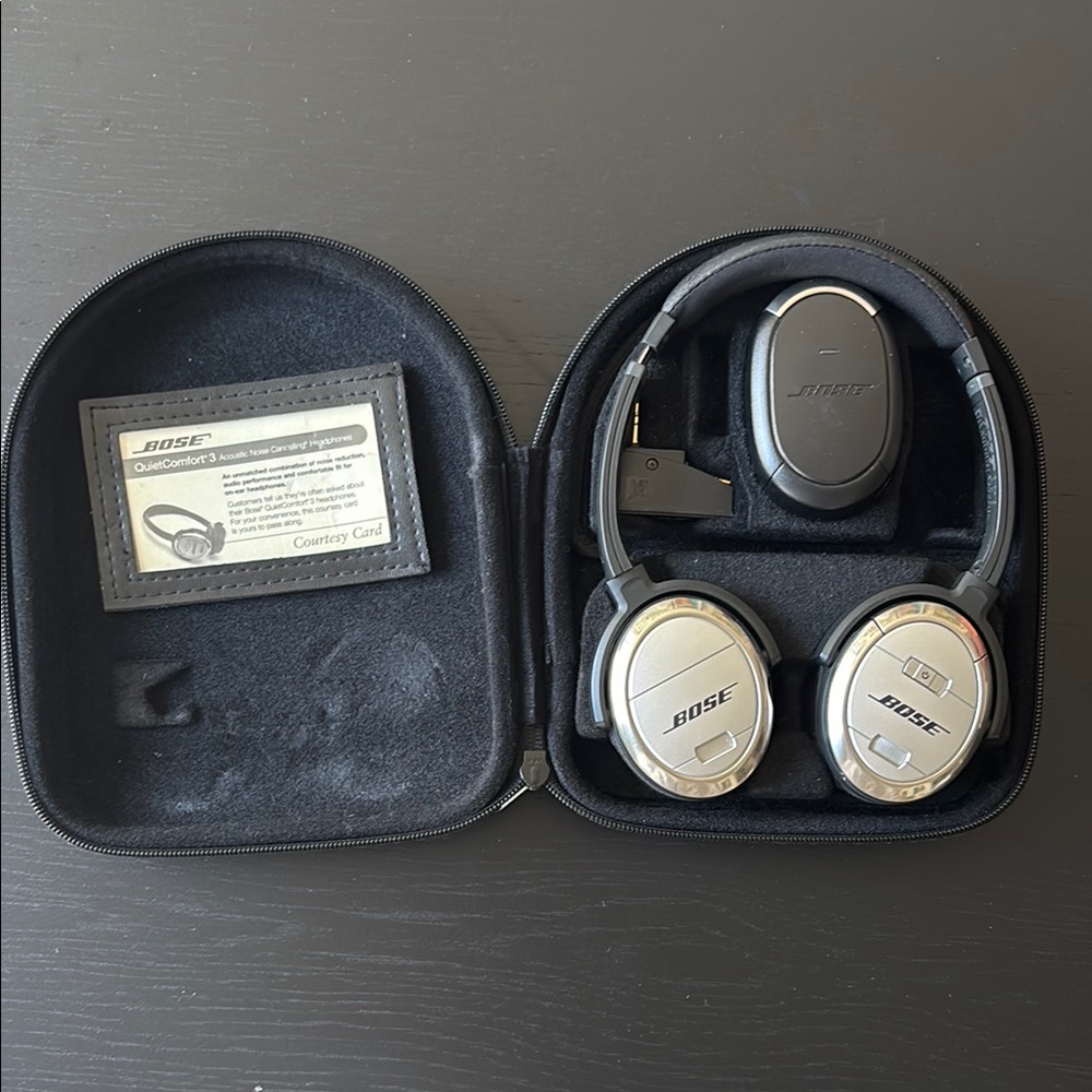 Bose QC3 Noise Cancelling Headphones in Silver and Black